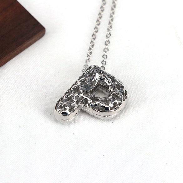 Wholesale Jewelry Hiphop Style Copper Alloy Cross Pendant Water Wave Chain Necklace With Letter Pattern And Electroplating Process