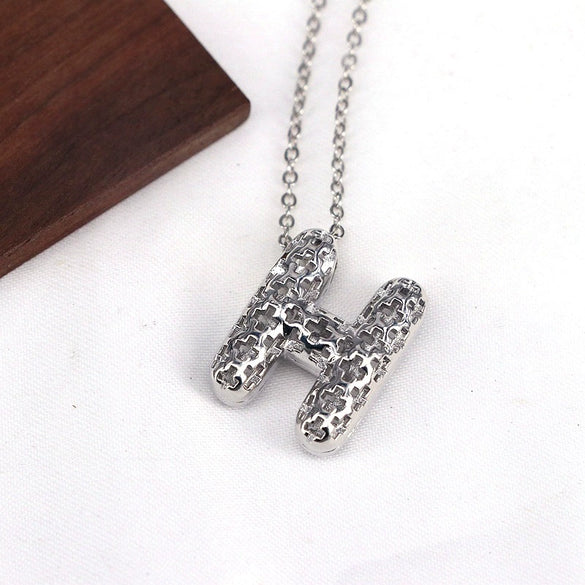 Wholesale Jewelry Hiphop Style Copper Alloy Cross Pendant Water Wave Chain Necklace With Letter Pattern And Electroplating Process