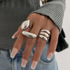 Wholesale Jewelry Hiphop Style Zinc Alloy Geometric Irregular Joint Ring Set For Women With Electroplating