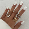 Wholesale Jewelry Hiphop Style Zinc Alloy Geometric Irregular Joint Ring Set For Women With Electroplating