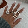 Wholesale Jewelry Hiphop Style Zinc Alloy Geometric Irregular Joint Ring Set For Women With Electroplating