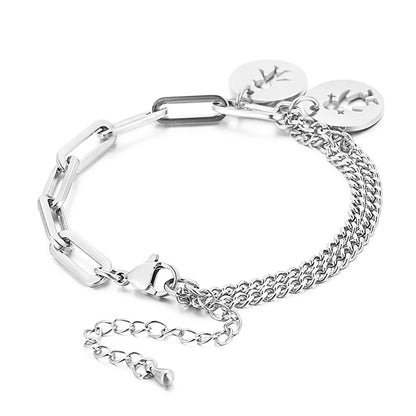 Europe And America Cross Border Round Brand Boys And Girls Hollow Pattern Bracelet Titanium Steel Women's Valentine's Day Asymmetric Bracelet Ornament