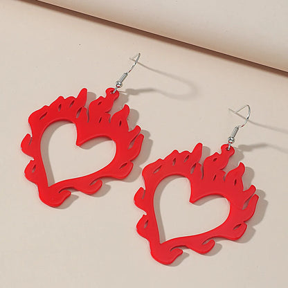 Wholesale Jewelry Hollow Heart Flame Pendant Earrings Gooddiy