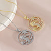 Wholesale Jewelry Hollow Round Ocean Series Copper Animal Zodiac Geometric Electroplated Pendant Necklace With O Word Chain