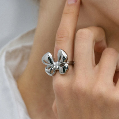 Wholesale Jewelry IG Style Bow Knot 316 Stainless Steel  Open Rings