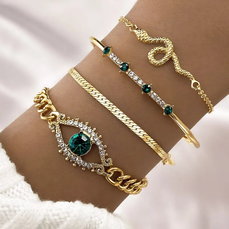 Wholesale Jewelry IG Style Casual Classic Style Devil'S Eye Snake Alloy Zircon Inlay Bracelets Bangle