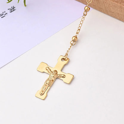 Wholesale Jewelry IG Style Casual Classical Cross Virgin Mary Jesus 304 Stainless Steel 18K Gold Plated Handmade Polishing Plating Necklace