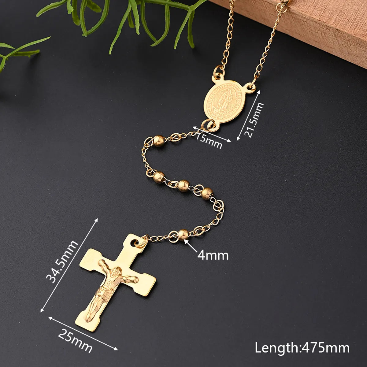 Wholesale Jewelry IG Style Casual Classical Cross Virgin Mary Jesus 304 Stainless Steel 18K Gold Plated Handmade Polishing Plating Necklace