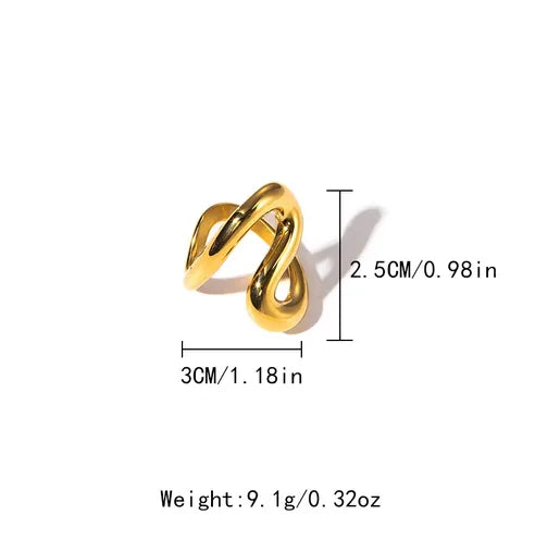 Wholesale Jewelry IG Style Casual Korean Style S Shape Irregular Solid Color 304 Stainless Steel 14K Gold Plated Plating Rings