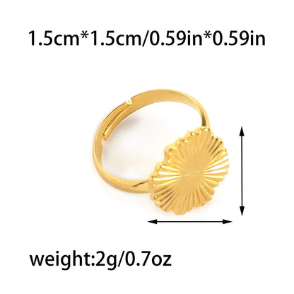 Wholesale Jewelry IG Style Casual Pastoral Sunflower Leaves Flower 304 Stainless Steel 14K Gold Plated Open Rings