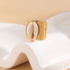 Wholesale Jewelry IG Style Casual Shell 304 Stainless Steel Shell 14K Gold Plated Inlay Open Rings