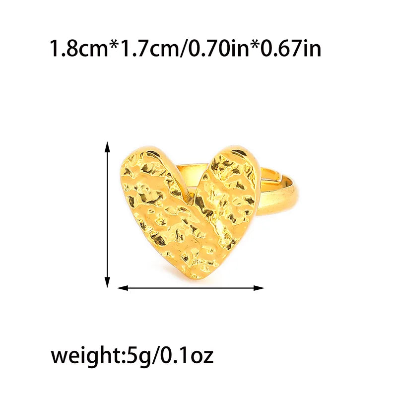 Wholesale Jewelry IG Style Casual Sweet Heart Shape 304 Stainless Steel 14K Gold Plated Open Rings