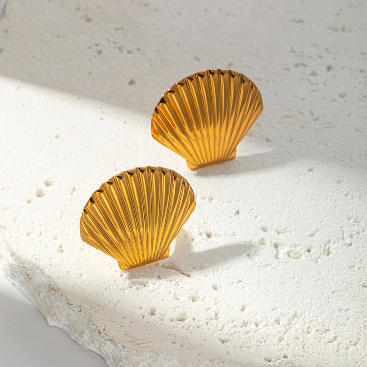 Wholesale Jewelry IG Style Casual Vacation Scallop Shell 304 Stainless Steel 14K Gold Plated Open Rings