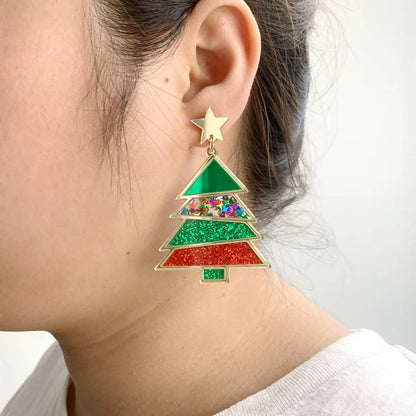 1 Pair Ig Style Christmas Tree Sequins Arylic Drop Earrings