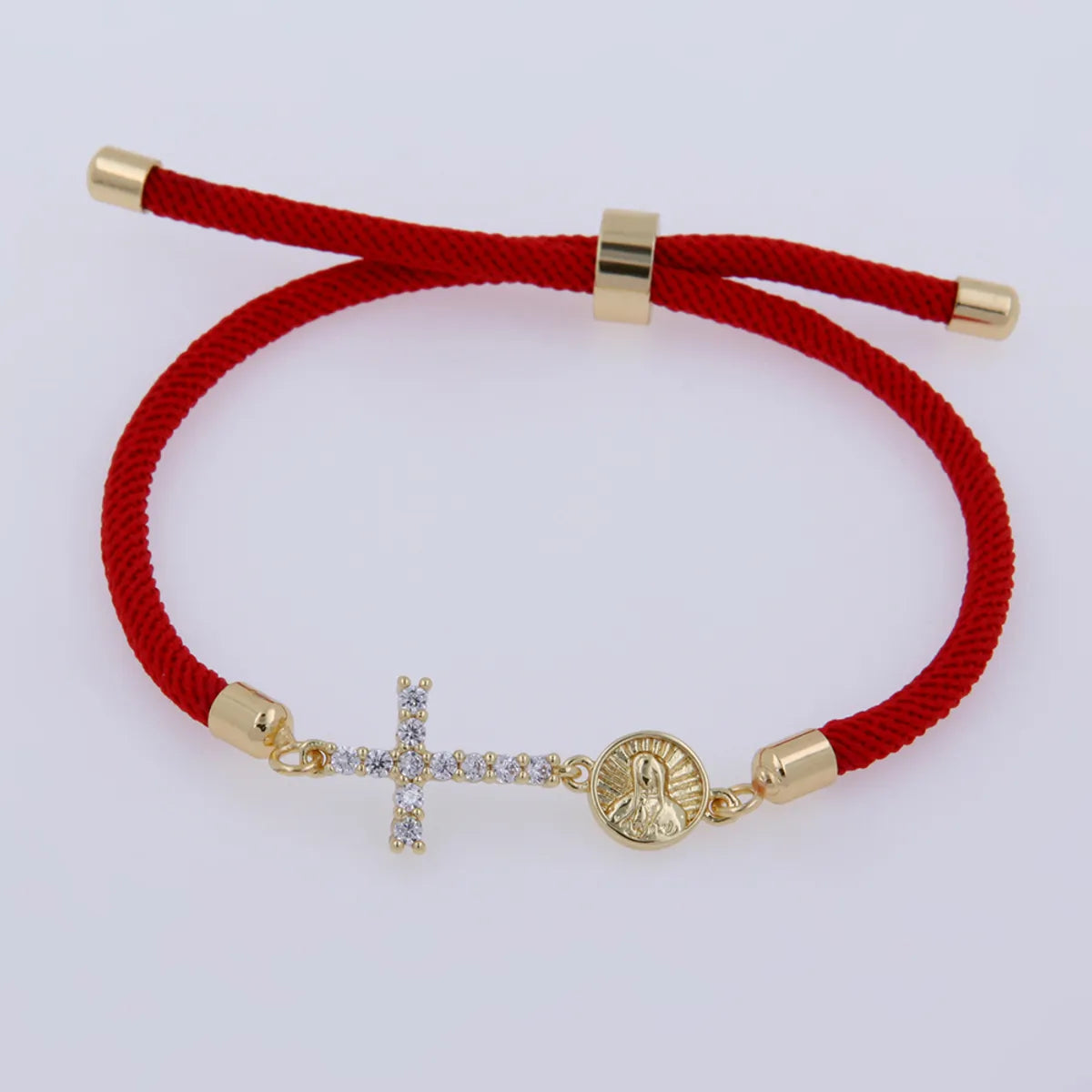 Wholesale Jewelry IG Style Classic Style Cross Rope Copper Zircon 18K Gold Plated Plating Inlay Drawstring Bracelets