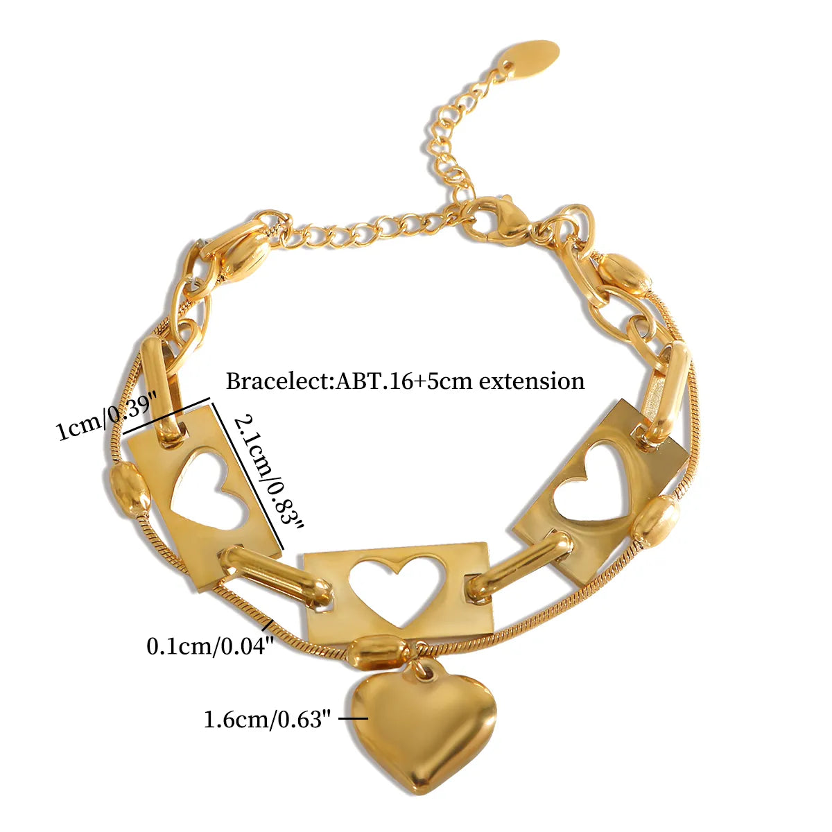 Wholesale Jewelry IG Style Classic Style Heart Shape 304 Stainless Steel Bracelets Necklace