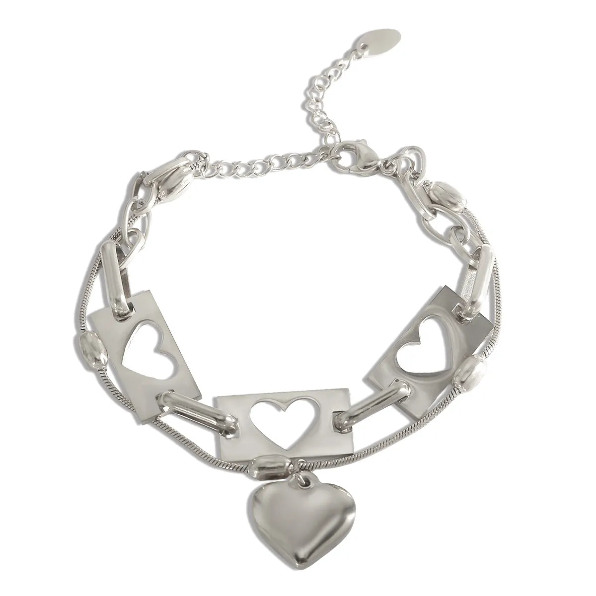 Wholesale Jewelry IG Style Classic Style Heart Shape 304 Stainless Steel Bracelets Necklace