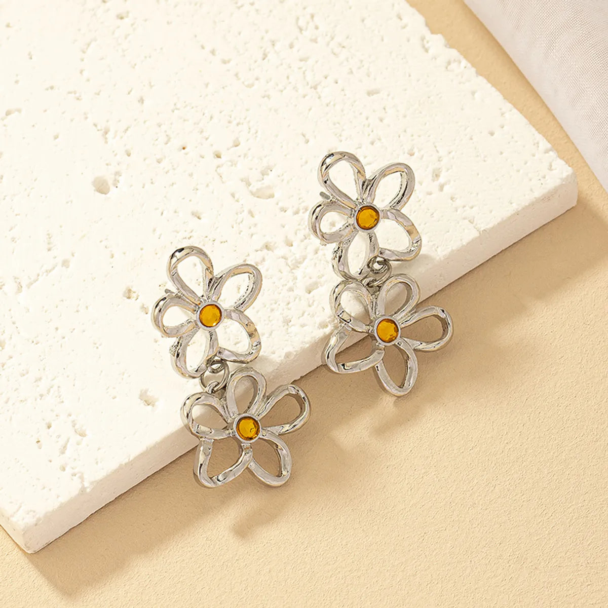 Wholesale Jewelry Ig Style Commute Korean Style Flower Alloy Plating Drop Earrings