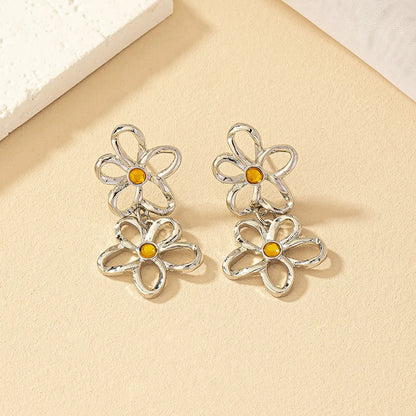 Wholesale Jewelry Ig Style Commute Korean Style Flower Alloy Plating Drop Earrings