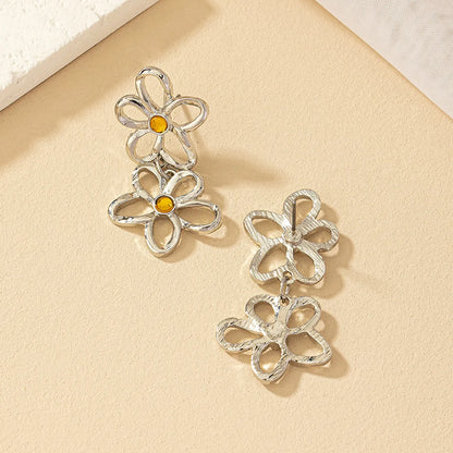 Wholesale Jewelry Ig Style Commute Korean Style Flower Alloy Plating Drop Earrings