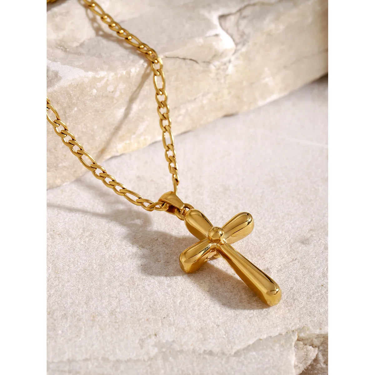 Wholesale Jewelry IG Style Cross 304 Stainless Steel 18K Gold Plated Plating Pendant Necklace