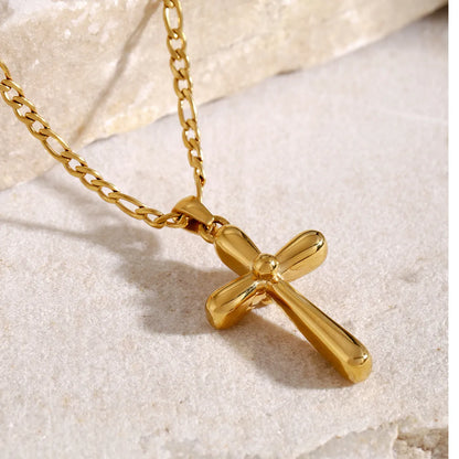 Wholesale Jewelry IG Style Cross 304 Stainless Steel 18K Gold Plated Plating Pendant Necklace