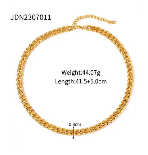 Wholesale Jewelry IG Style Cuban Link Chain Titanium Steel 18K Gold Plated Plating Bracelets Necklace