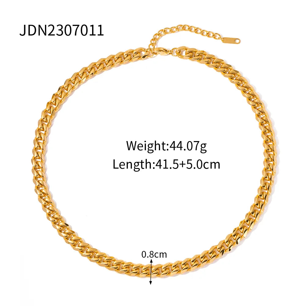 Wholesale Jewelry IG Style Cuban Link Chain Titanium Steel 18K Gold Plated Plating Bracelets Necklace