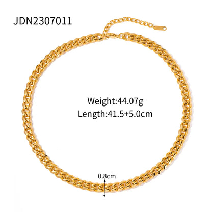 Wholesale Jewelry IG Style Cuban Link Chain Titanium Steel 18K Gold Plated Plating Bracelets Necklace