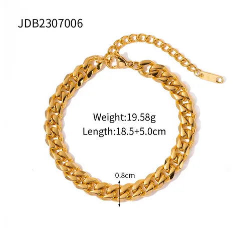 Wholesale Jewelry IG Style Cuban Link Chain Titanium Steel 18K Gold Plated Plating Bracelets Necklace