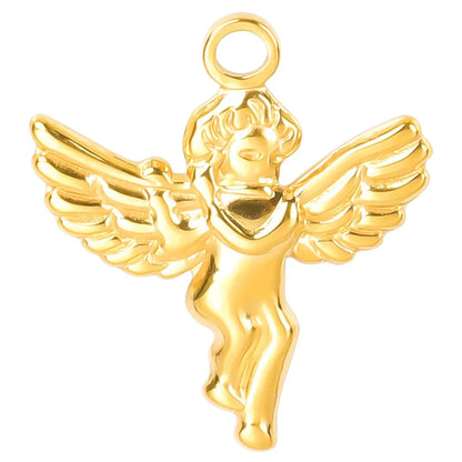 Wholesale Jewelry IG Style Cute Sweet Angel 304 Stainless Steel 18K Gold Plated Plating Pendant Necklace Necklace Pendant