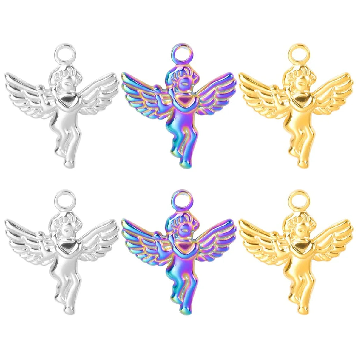 Wholesale Jewelry IG Style Cute Sweet Angel 304 Stainless Steel 18K Gold Plated Plating Pendant Necklace Necklace Pendant