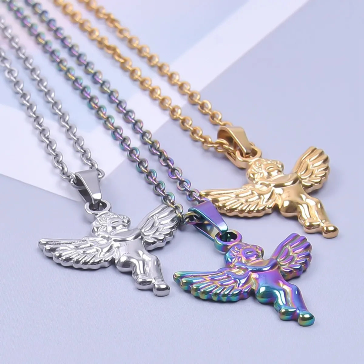 Wholesale Jewelry IG Style Cute Sweet Angel 304 Stainless Steel 18K Gold Plated Plating Pendant Necklace Necklace Pendant