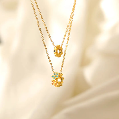 Wholesale Jewelry IG Style Elegant Baroque Style Flower Copper Copper Alloy Zircon Enamel Inlay Pendant Necklace