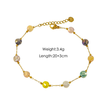 Wholesale Jewelry IG Style Elegant Simple Style Geometric 304 Stainless Steel 18K Gold Plated Beaded Bracelets Anklet Necklace