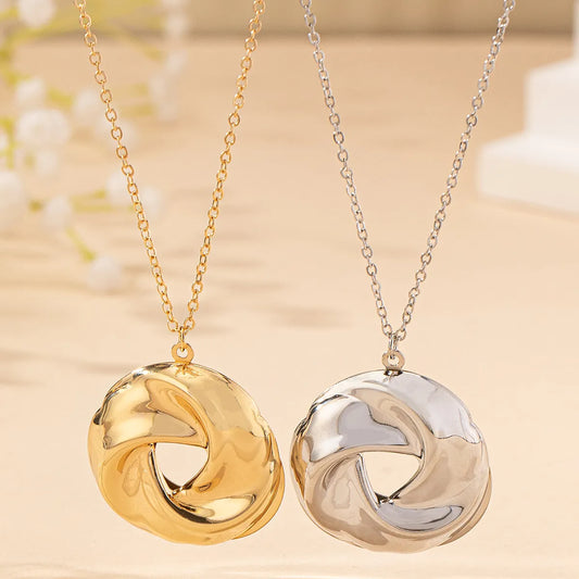 Wholesale Jewelry IG Style Elegant Simple Style Round 201 Stainless Steel Pendant Necklace