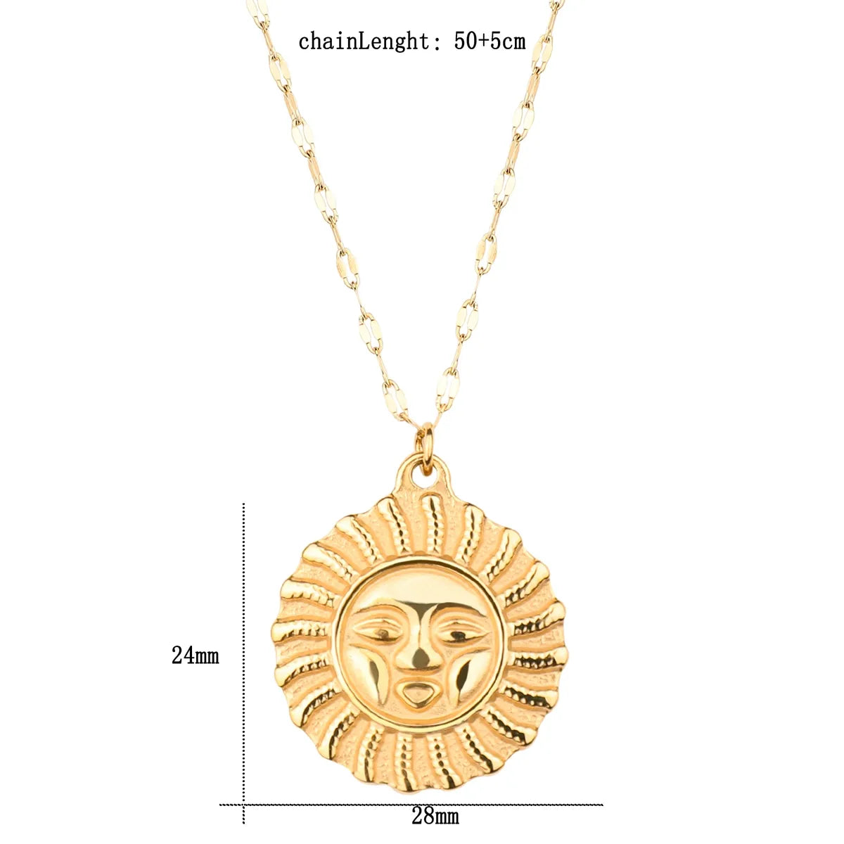 Wholesale Jewelry IG Style Elegant Simple Style Sun 304 Stainless Steel Gold Plated Pendant Necklace