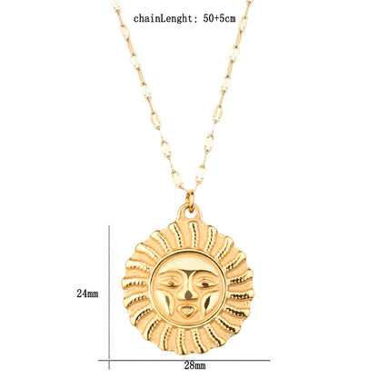 Wholesale Jewelry IG Style Elegant Simple Style Sun 304 Stainless Steel Gold Plated Pendant Necklace