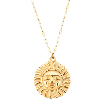 Wholesale Jewelry IG Style Elegant Simple Style Sun 304 Stainless Steel Gold Plated Pendant Necklace