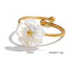 Wholesale Jewelry IG Style Elegant Sweet Flower 304 Stainless Steel Shell 18K Gold Plated Inlay Rings Earrings Necklace