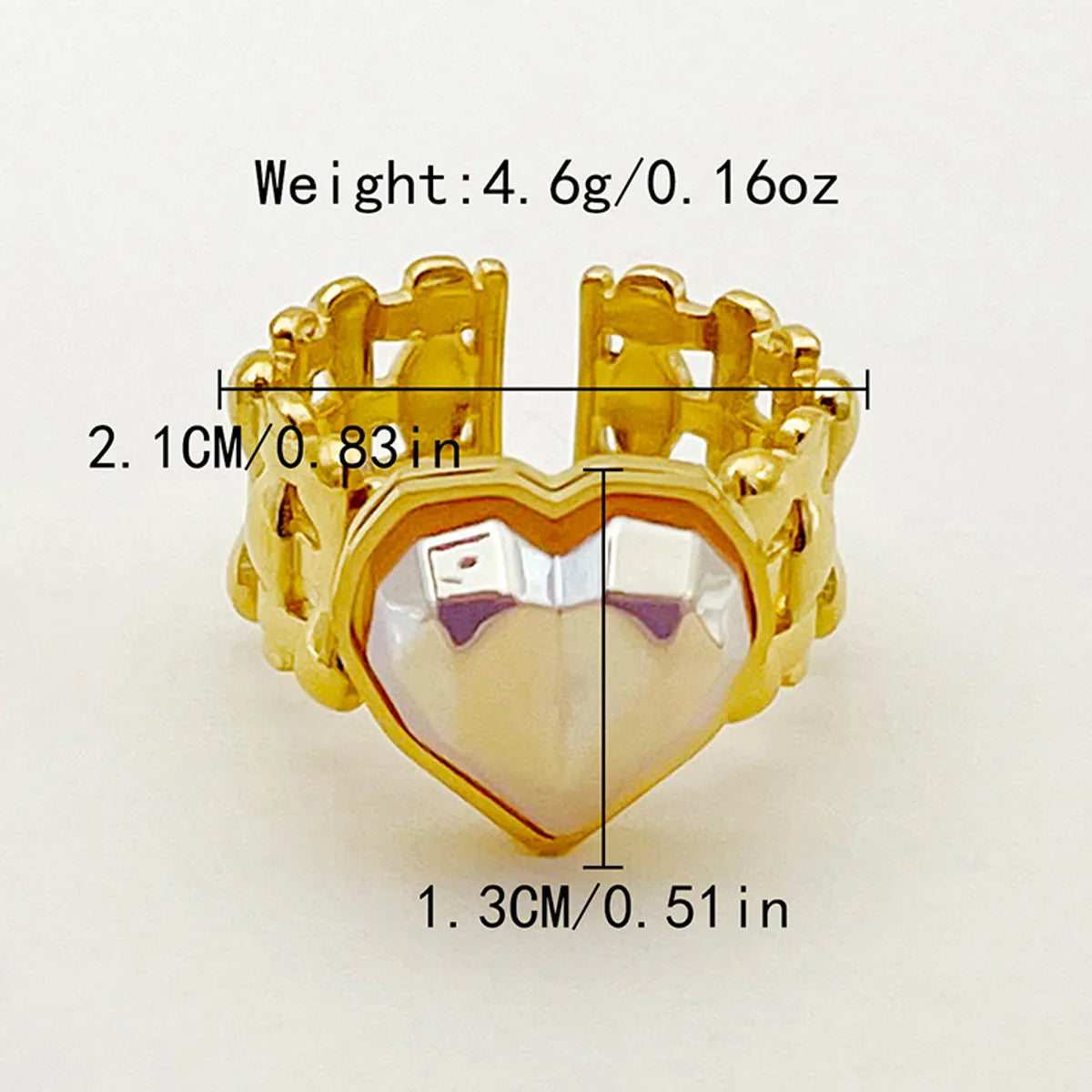 Wholesale Jewelry IG Style Elegant Sweet Square Heart Shape 304 Stainless Steel Fritillary 14K Gold Plated Plating Inlay Open Rings