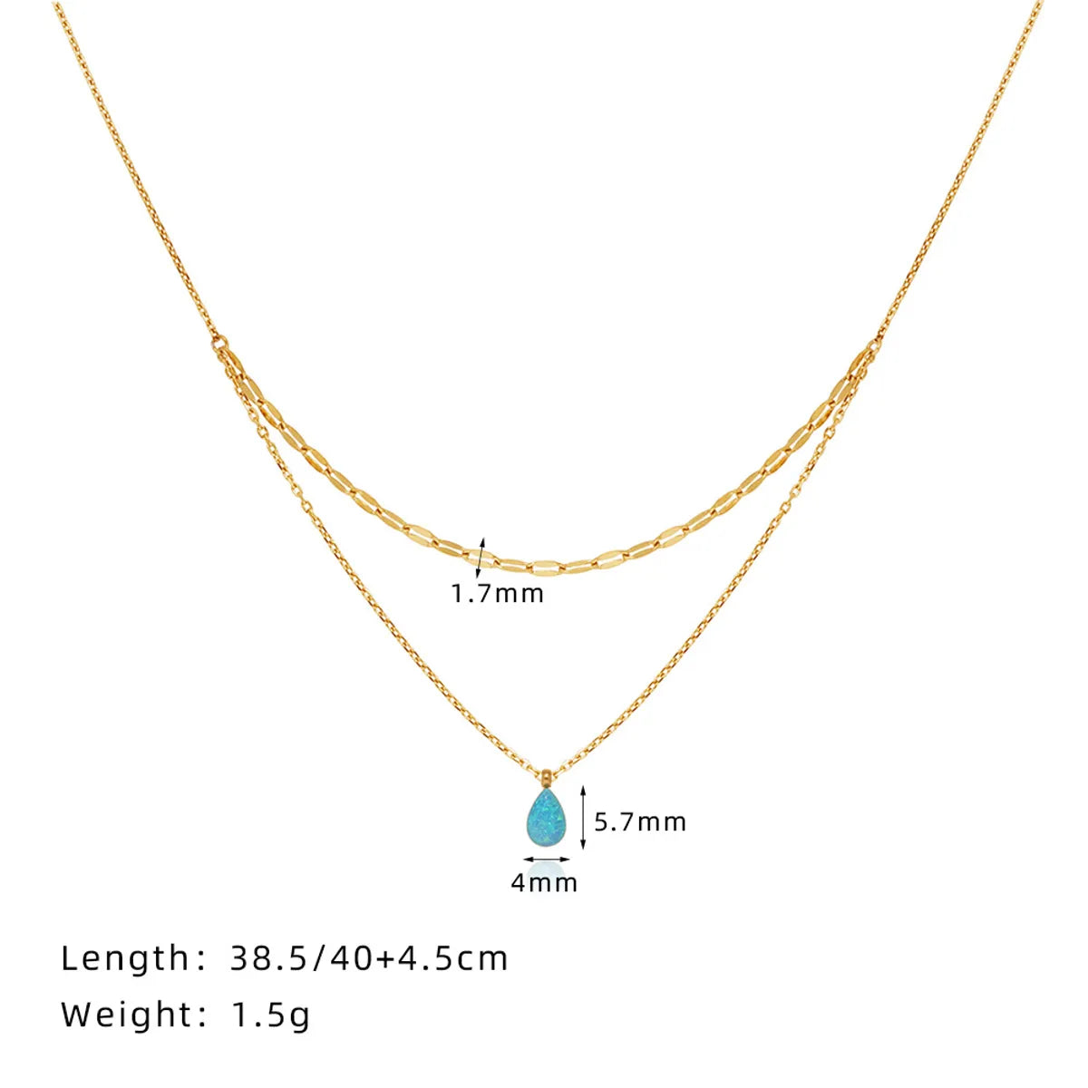 Wholesale Jewelry IG Style Fairy Style Water Droplets 304 Stainless Steel 18K Gold Plated Double Layer Necklaces Pendant Necklace