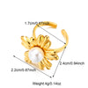 Wholesale Jewelry IG Style Flower 304 Stainless Steel Shell 18K Gold Plated Inlay Open Rings