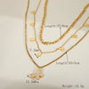 Wholesale Jewelry IG Style French Style Commute Heart Shape Flower Butterfly 304 Stainless Steel Acrylic 18K Gold Plated Inlay Layered Necklaces