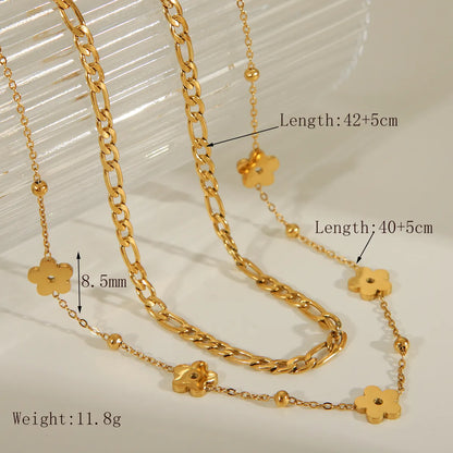 Wholesale Jewelry IG Style French Style Commute Heart Shape Flower Butterfly 304 Stainless Steel Acrylic 18K Gold Plated Inlay Layered Necklaces