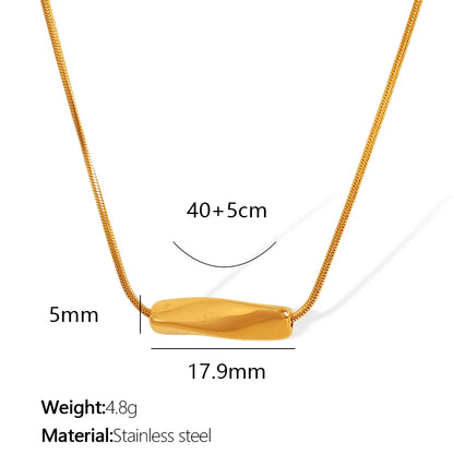 Wholesale Jewelry IG Style French Style Commute Rectangle 304 Stainless Steel 18K Gold Plated Polishing Plating Pendant Necklace