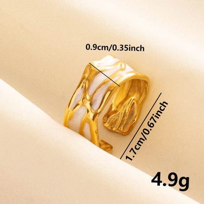 Wholesale Jewelry IG Style French Style Geometric 304 Stainless Steel 18K Gold Plated Polishing Enamel Open Rings