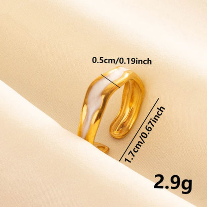 Wholesale Jewelry IG Style French Style Geometric 304 Stainless Steel 18K Gold Plated Polishing Enamel Open Rings