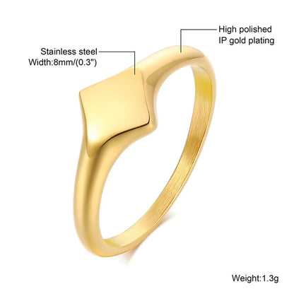 Wholesale Jewelry IG Style French Style Geometric Heart Shape Rhombus Titanium Steel Plating Rings