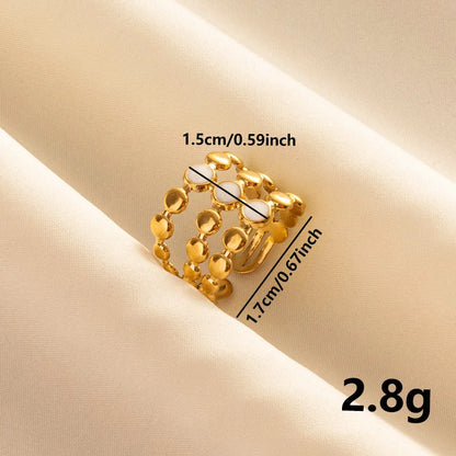 Wholesale Jewelry IG Style French Style Geometric Round 304 Stainless Steel 18K Gold Plated Polishing Enamel Open Rings